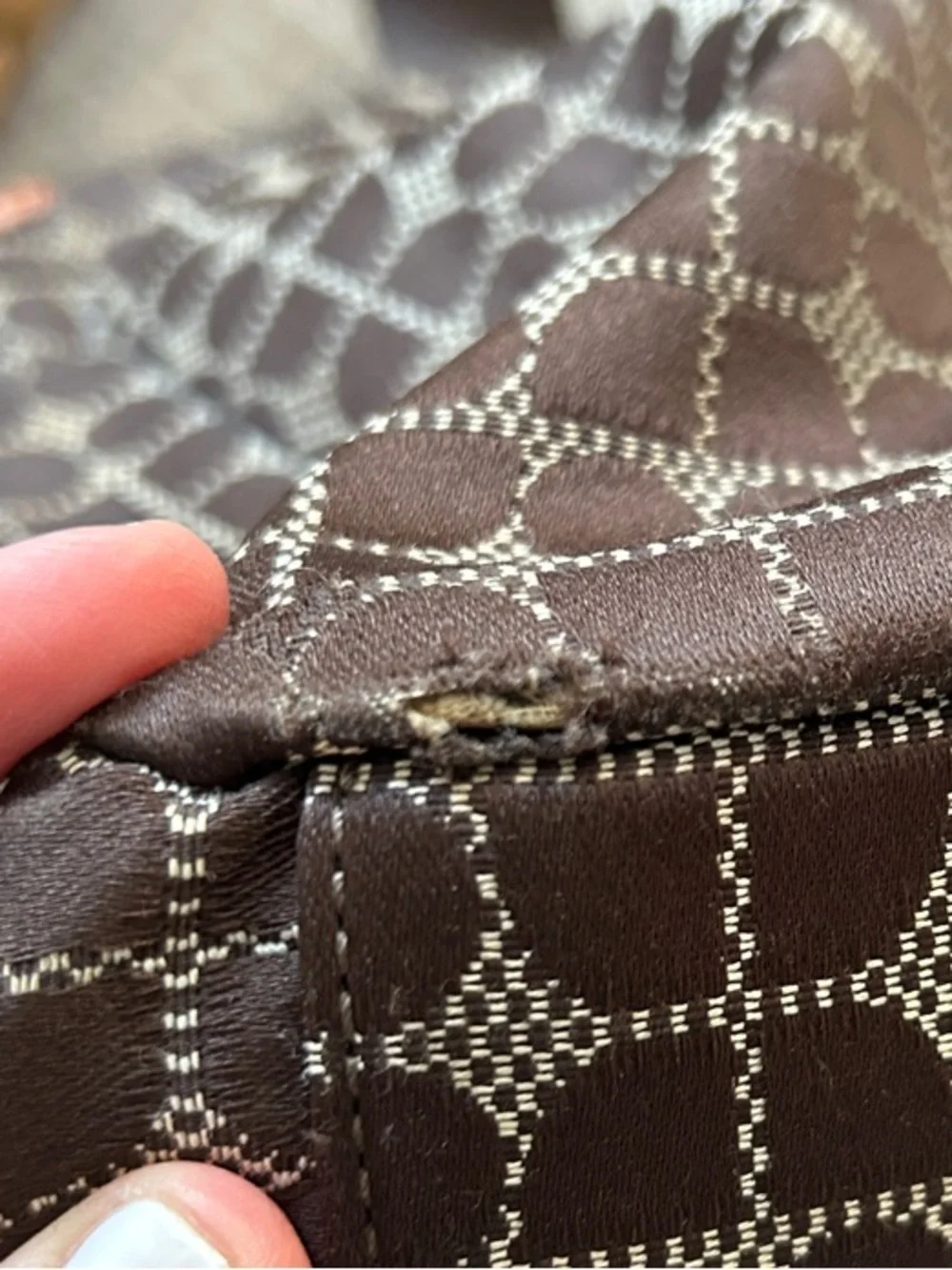 Kate Spade ♠️ New York Brown Tote with Red & Brown Center Stripe